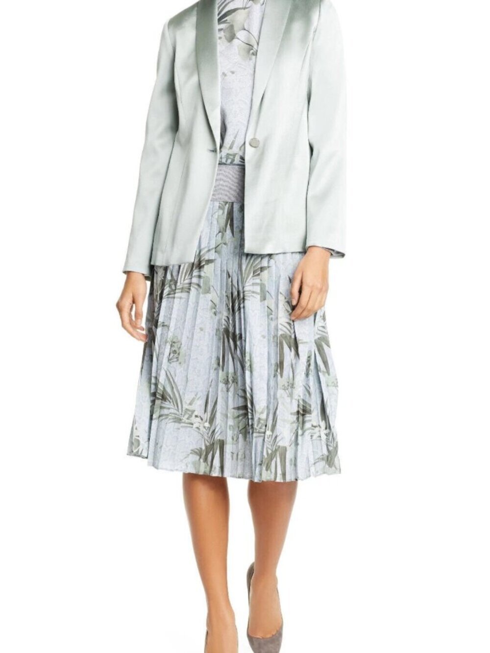 TED BAKER Highland Palm Snake Print Pleated Midi Skirt Size 4 ( US8 -10 )